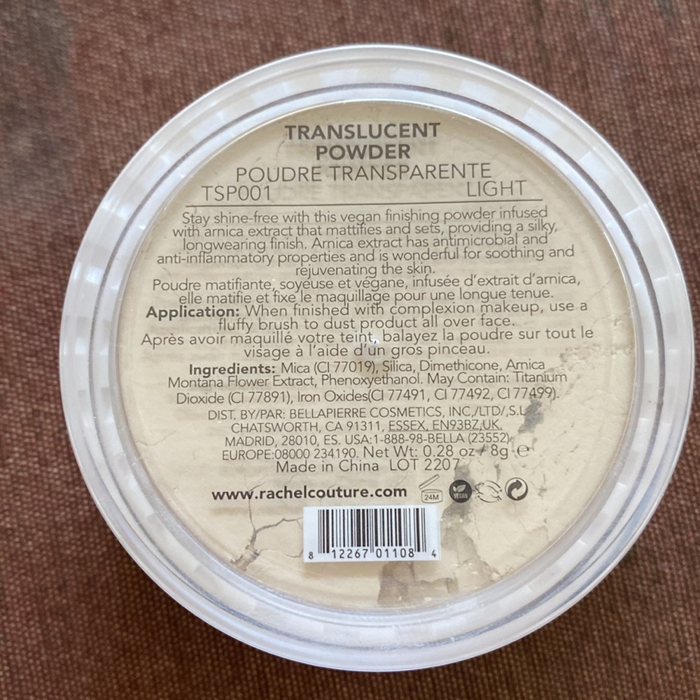 🆕RACHEL COUTURE: Translucent Make-Up Setting Powder- Light 8g - Picture 5 of 5